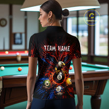 Load image into Gallery viewer, Custom Grunge Paint Blue &amp; Red Eagle Pool 8 Ball Women's Billiard Team Shirt Billiard Attire NYN2670