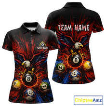 Load image into Gallery viewer, Custom Grunge Paint Blue &amp; Red Eagle Pool 8 Ball Women's Billiard Team Shirt Billiard Attire NYN2670