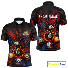 Load image into Gallery viewer, Custom Grunge Paint Blue &amp; Red Eagle Pool 8 Ball Men's Billiard Team Shirt Billiard Attire NYN2670