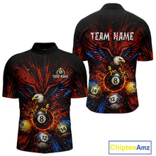 Load image into Gallery viewer, Custom Grunge Paint Blue &amp; Red Eagle Pool 8 Ball Men's Billiard Team Shirt Billiard Attire NYN2670