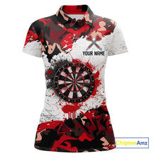Load image into Gallery viewer, Personalized Red And White Splatter Dartboard Camouflage Darts Shirts For Women Dart Team Jerseys NYN2823