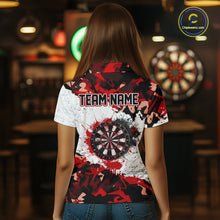 Load image into Gallery viewer, Personalized Red And White Splatter Dartboard Camouflage Darts Shirts For Women Dart Team Jerseys NYN2823