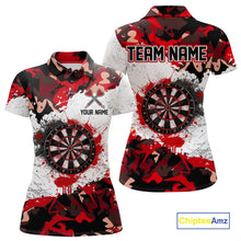 Load image into Gallery viewer, Personalized Red And White Splatter Dartboard Camouflage Darts Shirts For Women Dart Team Jerseys NYN2823