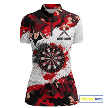 Load image into Gallery viewer, Personalized Red And White Splatter Dartboard Camouflage Darts Shirts For Women Dart Team Jerseys NYN2823