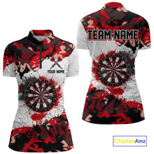 Load image into Gallery viewer, Personalized Red And White Splatter Dartboard Camouflage Darts Shirts For Women Dart Team Jerseys NYN2823