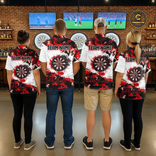 Load image into Gallery viewer, Personalized Red And White Splatter Dartboard Camouflage Darts Shirts For Women Dart Team Jerseys NYN2823