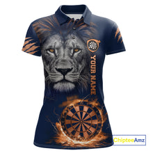 Load image into Gallery viewer, Custom Fire Flame Orange Dartboard  Funny Lion Women Dart Jerseys Outfits Dart Polo &amp; 1/4-Zip Shirt NYN3033