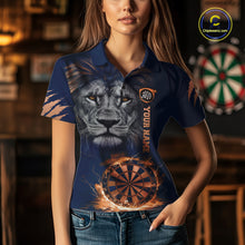 Load image into Gallery viewer, Custom Fire Flame Orange Dartboard  Funny Lion Women Dart Jerseys Outfits Dart Polo &amp; 1/4-Zip Shirt NYN3033