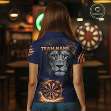 Load image into Gallery viewer, Custom Fire Flame Orange Dartboard  Funny Lion Women Dart Jerseys Outfits Dart Polo &amp; 1/4-Zip Shirt NYN3033