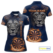 Load image into Gallery viewer, Custom Fire Flame Orange Dartboard  Funny Lion Women Dart Jerseys Outfits Dart Polo &amp; 1/4-Zip Shirt NYN3033