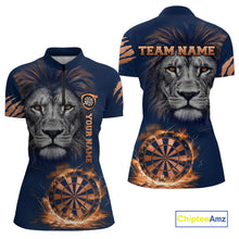 Load image into Gallery viewer, Custom Fire Flame Orange Dartboard  Funny Lion Women Dart Jerseys Outfits Dart Polo &amp; 1/4-Zip Shirt NYN3033