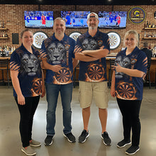 Load image into Gallery viewer, Custom Fire Flame Orange Dartboard  Funny Lion Women Dart Jerseys Outfits Dart Polo &amp; 1/4-Zip Shirt NYN3033