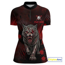 Load image into Gallery viewer, Black And Red Claws Wolfs Darts Shirt For Women Custom Thunder Lightning Team Darts Jersey NYN3039