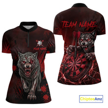 Load image into Gallery viewer, Black And Red Claws Wolfs Darts Shirt For Women Custom Thunder Lightning Team Darts Jersey NYN3039