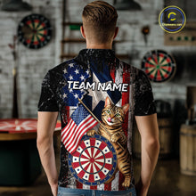 Load image into Gallery viewer, Funny Cat Patriotic Dartboard Darts Jersey For Men Custom Grunge Texas - US Flag Darts Team Shirts NYN3205