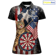 Load image into Gallery viewer, Funny Cat Patriotic Dartboard Darts Jersey For Women Custom Grunge Texas - US Flag Darts Team Shirts NYN3205