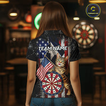 Load image into Gallery viewer, Funny Cat Patriotic Dartboard Darts Jersey For Women Custom Grunge Texas - US Flag Darts Team Shirts NYN3205