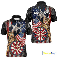 Load image into Gallery viewer, Funny Cat Patriotic Dartboard Darts Jersey For Men Custom Grunge Texas - US Flag Darts Team Shirts NYN3205