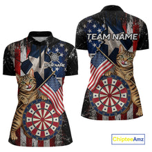 Load image into Gallery viewer, Funny Cat Patriotic Dartboard Darts Jersey For Women Custom Grunge Texas - US Flag Darts Team Shirts NYN3205