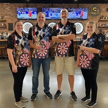 Load image into Gallery viewer, Funny Cat Patriotic Dartboard Darts Jersey For Women Custom Grunge Texas - US Flag Darts Team Shirts NYN3205