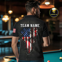Load image into Gallery viewer, Smoke US Flag Smoke Billiard Polo &amp; 1/4-Zip For Men Custom Patriotic 8 Ball Pool Team Jersey NYN3045