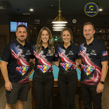 Load image into Gallery viewer, Smoke US Flag Smoke Billiard Polo &amp; 1/4-Zip For Men Custom Patriotic 8 Ball Pool Team Jersey NYN3045