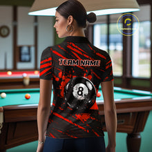 Load image into Gallery viewer, Red Splatter Ball 8 Billiard Jerseys For Women Custom Funny Bulldog Billiard Team Jersey NYN2828