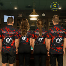 Load image into Gallery viewer, Red Splatter Ball 8 Billiard Jerseys For Women Custom Funny Bulldog Billiard Team Jersey NYN2828