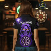 Load image into Gallery viewer, Custom Skeleton Purple Flames Dartboard Dart Women Polo Jerseys Outfits Dart Team Shirt NYN1664