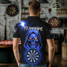 Load image into Gallery viewer, Custom Skeleton Blue Flames Dartboard Dart Women Polo Jerseys Outfits Dart Team Shirt NYN1665