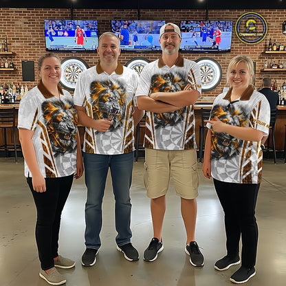 Yellow And White Grunge Tiger Dartboard Custom Women Darts Polo League Shirts Dart Jerseys NYN2839
