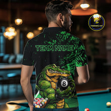 Load image into Gallery viewer, Custom Green Grunge Crocodile 8 Ball Billiard Pool Shirt For Men Funny Billiard Team Jersey NYN3066