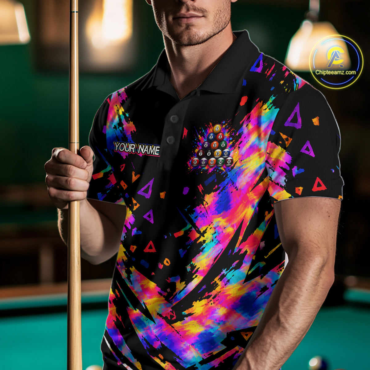 Personalized Colorful Paint Billiard Ball Shirt For Men Custom Billiard Pool Team Jersey NYN3225