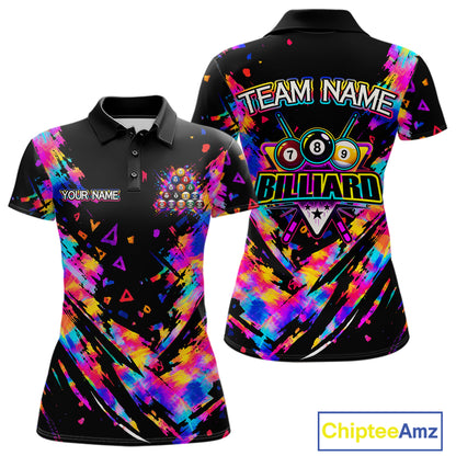 Personalized Colorful Paint Billiard Ball Shirt For Women Custom Billiard Pool Team Jersey NYN3225
