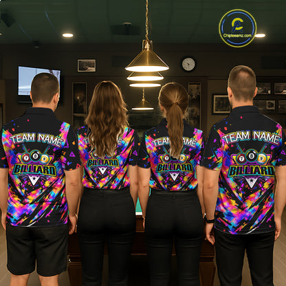 Personalized Colorful Paint Billiard Ball Shirt For Men Custom Billiard Pool Team Jersey NYN3225