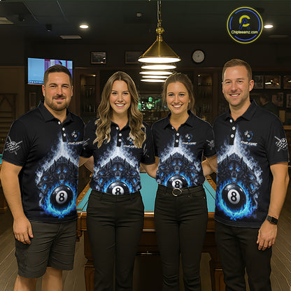 Custom Horror Wolfs Black Blue Smokes Pool 8 Ball Women's Billiard Team Shirt Billiard Attire NYN2503