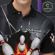 Load image into Gallery viewer, Grey Broken Glass Bowling Shirt For Men Custom Fire Flame Outfit Bowling Jersey | Red NYN3230