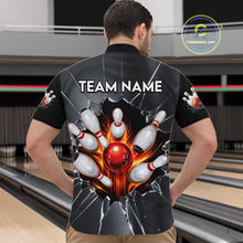 Load image into Gallery viewer, Grey Broken Glass Bowling Shirt For Men Custom Fire Flame Outfit Bowling Jersey | Red NYN3230