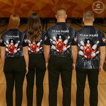 Load image into Gallery viewer, Grey Broken Glass Bowling Shirt For Men Custom Fire Flame Outfit Bowling Jersey | Red NYN3230