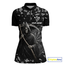 Load image into Gallery viewer, Grey Grim Reaper Smoke Dartboard Custom Grunge Women Darts 1/4-Zip Shirt Darts Team Jersey NYN2718
