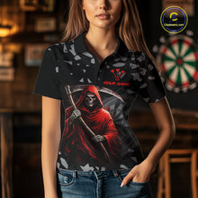 Load image into Gallery viewer, Red Grim Reaper Smoke Dartboard Custom Grunge Women Darts Polo Shirt Darts Team Jersey NYN2719