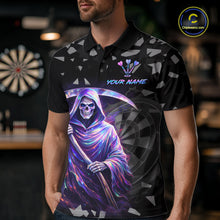 Load image into Gallery viewer, Holographic Grim Reaper Smoke Dartboard Custom Men Darts Polo Shirt Dart Team Jersey NYN2720