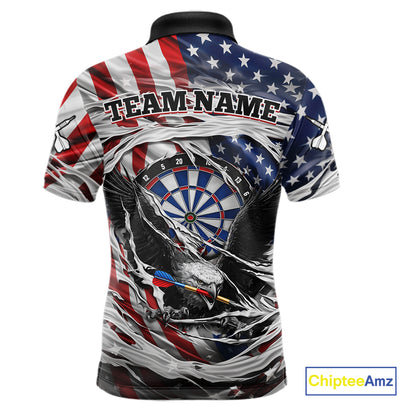 Eagle Plays Dart Arrow Freedom Patriotic Darts Polo Shirt Personalized US Flag Men Dart Jerseys NYN2519