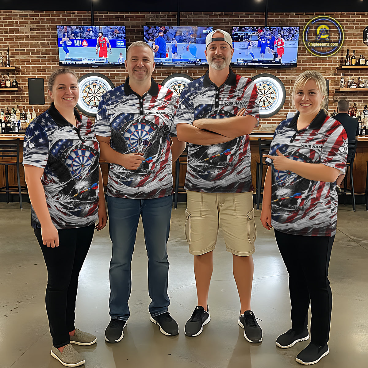 Eagle Plays Dart Arrow Freedom Patriotic Darts Polo Shirt Personalized US Flag Women Dart Jerseys NYN2519