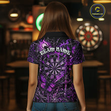 Load image into Gallery viewer, Custom Purple Skull Butterfly Women Dart Shirts Spider Smoke Dartboard Darts Polo &amp; 1/4-Zip Jerseys NYN3076
