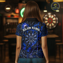 Load image into Gallery viewer, Custom Blue Skull Butterfly Women Dart Shirts Spider Smoke Dartboard Darts Polo &amp; 1/4-Zip Jerseys NYN3077