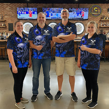 Load image into Gallery viewer, Custom Blue Skull Butterfly Women Dart Shirts Spider Smoke Dartboard Darts Polo &amp; 1/4-Zip Jerseys NYN3077