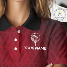Load image into Gallery viewer, White And Red Geometric Golf Polo Golf Shirts For Women Personalized Golf Team Attire NYN3249