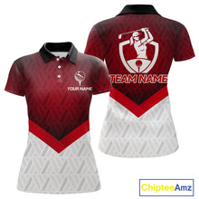 Load image into Gallery viewer, White And Red Geometric Golf Polo Golf Shirts For Women Personalized Golf Team Attire NYN3249