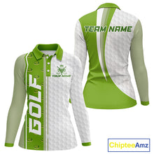 Load image into Gallery viewer, Green Golf Course Pattern Golf Polo Shirts For Women Custom Team Name White Golf Ball Jersey NYN3258
